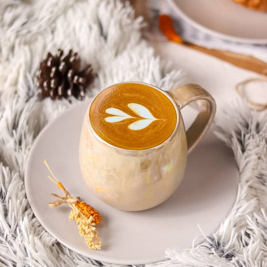 Beige Rainbow Colors Curvy Mug