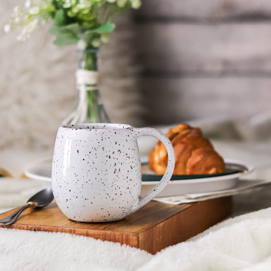 White Black Dots Curvy Mug