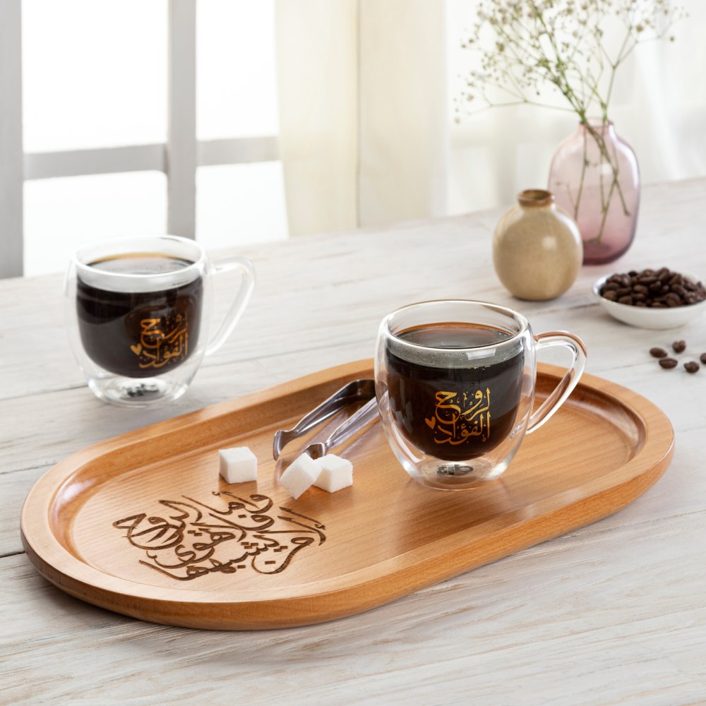 For the soul of the heart, a set of handmade glass cups and a tray